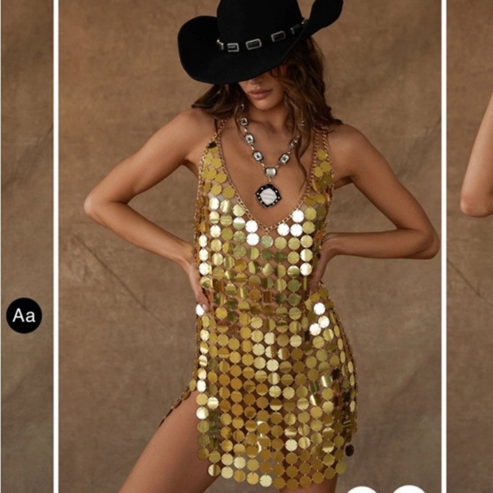 Gold Sequin Mini Dress